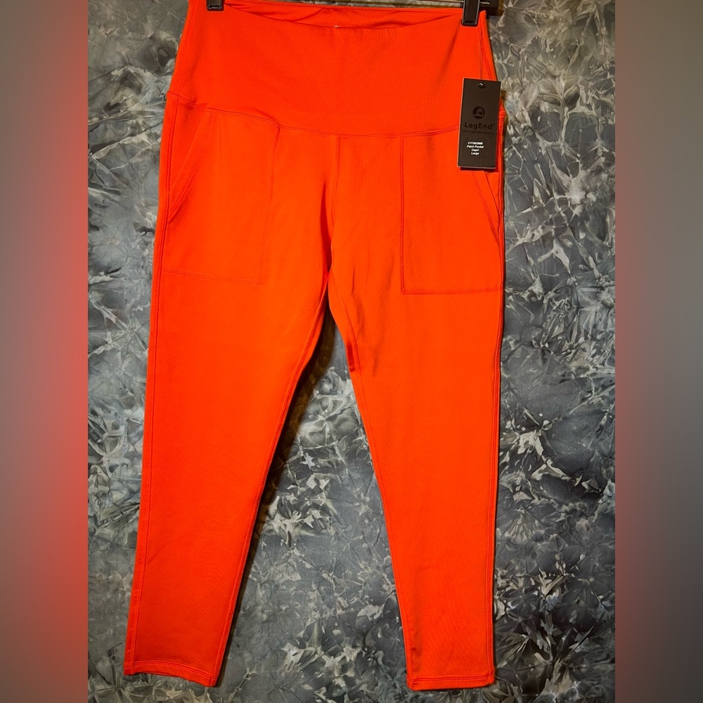 LegEnd Patch Pocket High Waist workout activewear jogger Leggings L